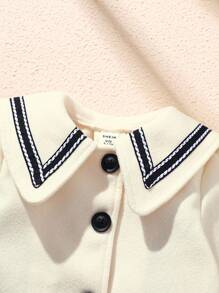 SHEIN Baby Girl Cute Casual Versatile Lapel Jacket, Suitable For Autumn And Winter Daily Wear