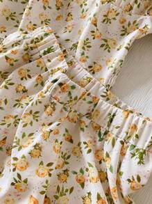 Girls Ditsy Floral Leisure Suit - Apricot - View 4