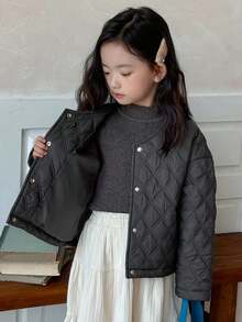 Dazy Kids Girls Padded Coat, Young Girl Fall Clothing - Dark Grey - View 2