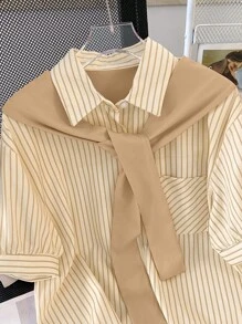 INAWLY Women's Summer Striped Short Sleeve Casual Loose Blouse Women Shirt