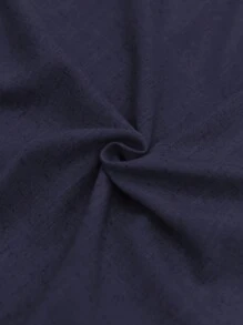 Aalyst 女士纯色休闲优雅高档夏季假日通勤舒适宽松亚麻 V 领无袖小落肩聚拢腰部 D 形环扣口袋长裙 - 藏蓝色 - 查看 6