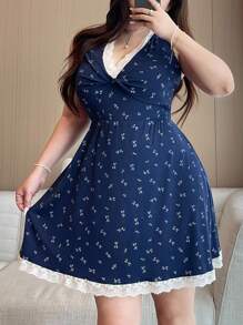 Flirla Off-Shoulder, figurbetontes, elegantes, rückenfreies Sommer Damenoutfit, Vintage Blumen Spitze Trägerkleines enges Minikleid mit Vorderseiten Verdrehung - Schwarz und Weiss - Übersicht 6