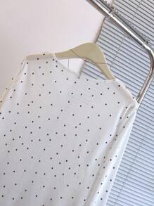 Franclia 波点休闲通勤简约女士轻便夹克，春夏 - 白色 - 查看 7