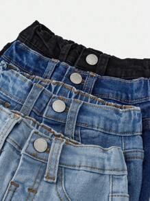 SHEIN 男婴褪色简约日常牛仔裤 - 彩色 - 查看 3