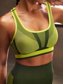 Powerista 女士撞色工字背运动文胸 - 綠色 - 查看 6