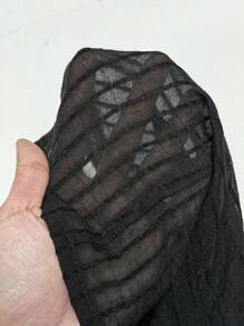 EgrlEra Women's Summer Fashion Textured Striped Sheer Blouse - Black - View 6