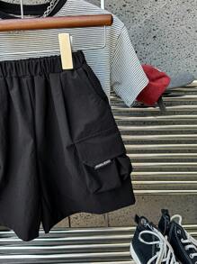 Dazy Kids Young Boy Letter Print Loose Fit Cargo Shorts