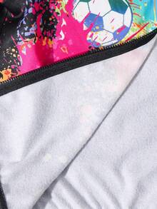 SHEIN Tween Boys' Casual Versatile Sports Streetwear Graphic Hoodie Jacket, Suitable For Commuting, School, Daily, Vacation, Sports, Spring/Summer/Autumn/Winter, Graphic Jacket, Teen Hoodies Boys Zipper, Anime Hoodie, Soccer Graphic Jacket, Boys Graphic Zip Up Hoodie Fall - Black - View 11