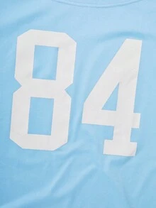 Teen Girl Loose-Fit Casual Graphic Tee Tops, American Style, Summer,Holiday,Summer,Travel - Blue - View 5