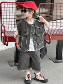 Dazy Kids 男童女童秋季服装套装 - 灰色 - 查看 3