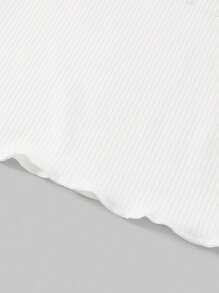 Teen GirlFloral Print Minimalist Ribbed Tank Top - White - View 4