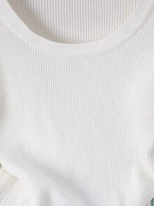 Franclia Nuevo suéter de punto casual de mujer con cuello cuadrado ajustado y elegante, para primavera/otoño e invierno - Blanco - Ver 8
