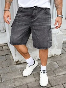 Manfinity Homme Plus Size Men's Casual Outdoor Fashion Street Denim Shorts