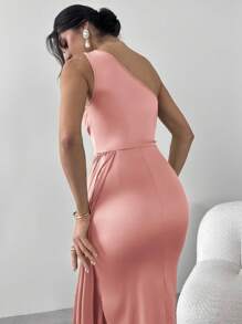 Firerie 女式褶饰荷叶边肩部褶皱连衣裙，适合派对、舞会、晚礼服、优雅、宴会、约会之夜、性感、鸡尾酒会、毕业典礼 - 粉色 - 查看 7