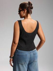 LYSMO Top de tirantes sexy y con espalda descubierta con lentejuelas para mujer de talla grande, adecuado para fiestas