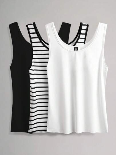 EMERY ROSE 大码女式无袖吊带背心，简约圆领，百搭修身背心，适合夏季休闲穿着