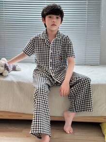 Dazy Kids Kids Tween Boys Pajamas Set For Fall - Black and White - View 1