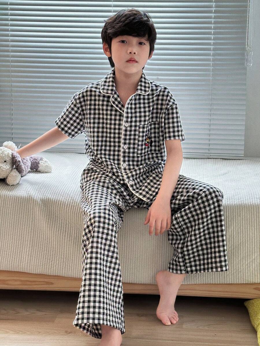 Dazy Kids Kids Tween Boys Pajamas Set For Fall - Black and White - View 1