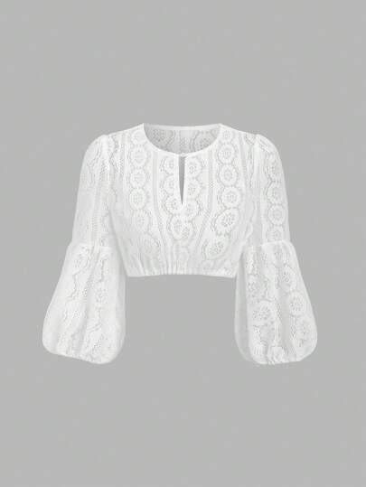 Fairmaia Blusa de unicolor clásico con textura para mujer, blusa de encaje de estilo tradicional alemán en color liso, respirable, moda tradicional de verano, Dirndl