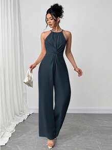 Firerie Bộ đồ liền thân hở lưng thường ngày mùa hè, màu trơn - Màu xanh hải quân - Xem 8