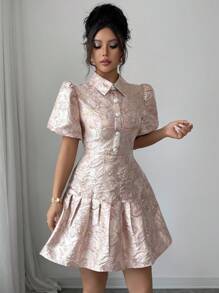 Rafferiza 女士优雅提花短裙，夏季