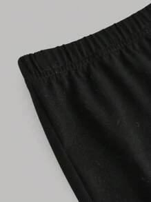 Girlism 青少年女孩两件套：可爱蕾丝蝴蝶结印花短袖 T 恤和喇叭裤，休闲简约夏季服装 - 黑與白 - 查看 9