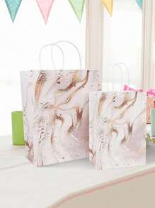 6 件大理石纹礼品袋，现代纸质礼品包装袋，适合情人节派对用品 - 粉色 - 查看 3