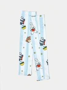 We Bare Bears X SHEIN 1双条纹卡通图案时尚夏季冰袖 - 藍白色 - 查看 3