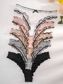 PetitDoll Women Fashionable Wave Edge Hollowed-Out Triangle Panties (Pack Of 5)