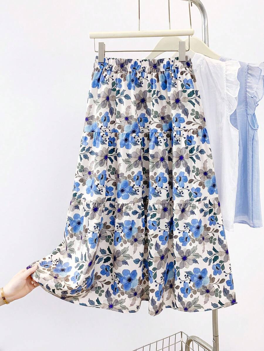 INAWLY 女士花卉印花休闲裙，重返校园 - 彩色 - 查看 1