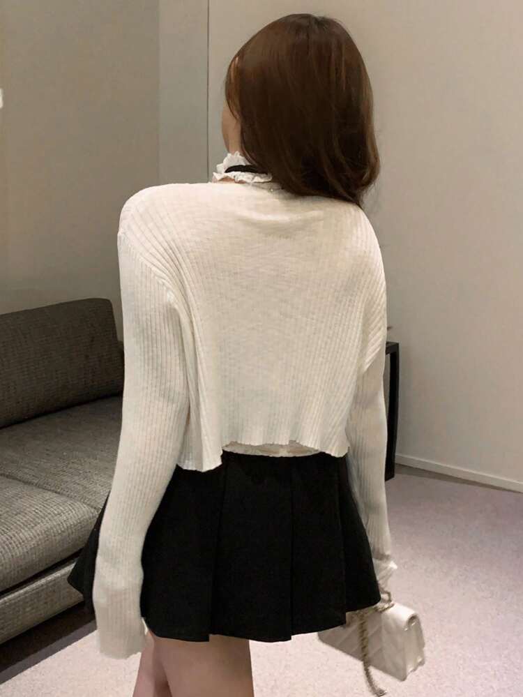 Dazy Plus Semi-Transparent Form-Fitting Cropped Long Sleeve Shrug Cover Up,Fall Women Clothes