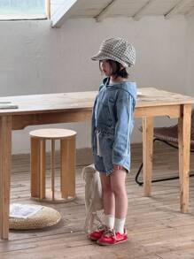 Young Girls Denim Two Pieces Outfits - Light Wash - View 3