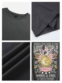 Tseoso 1 Pc Slogan Graphic Print Oversized Casual Round Neck Short Sleeve T-Shirt For Women, Suitable For Summer Astral Suitable For Going Out