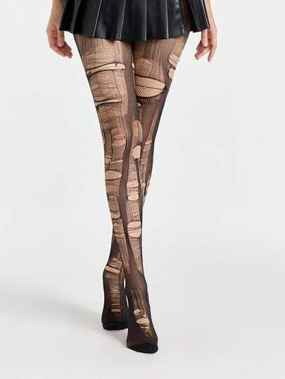 Grunge Punk 1pc Minimalist Mori Style Sexy White Rhinestone Net Stockings + 2pcs Versatile Minimalistic Black Tights (Tights Need To Be Manually Torn)