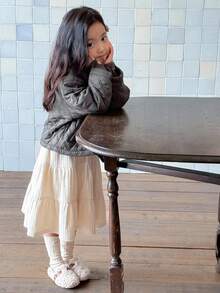 Dazy Kids Girls Padded Coat, Young Girl Fall Clothing - Dark Grey - View 9