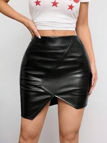 SHEIN ICON Jupe asymétrique sexy pour femmes pour sortir ou faire la fête - Bleu azur - Voir 1