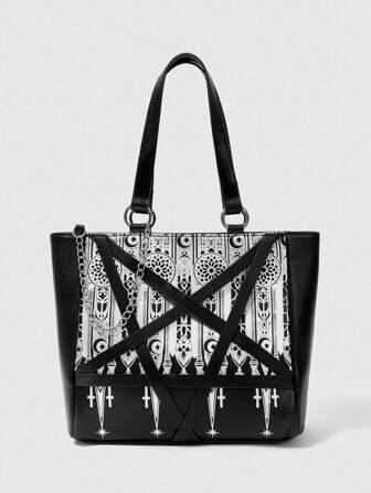 Goth Bolso de hombro de mujer de gran capacidad, versátil, simple y de uso diario, de moda casual