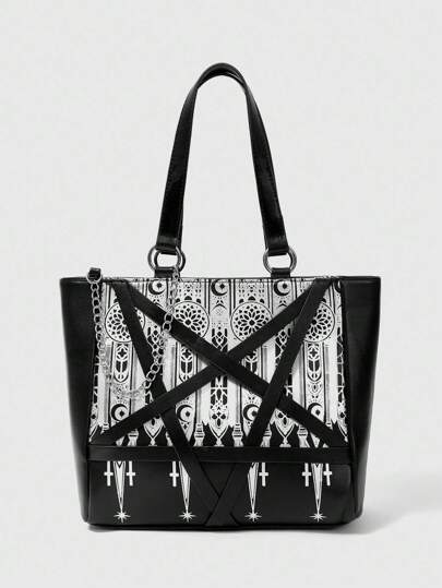 Goth Bolso de hombro de mujer de gran capacidad, versátil, simple y de uso diario, de moda casual
