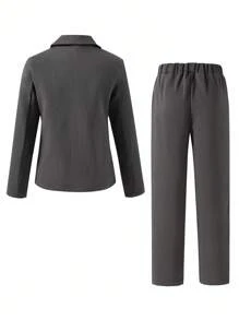 Tween-Jungen 2-teiliges Gentleman-Outfit-Set: Langarmjacke + lange Hose, elegante formelle Anzüge für Geburtstagsfeiern, Veranstaltungen, Hochzeiten, Taufen, Jubiläen