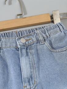 SHEIN Explorewe 2pcs/Set Tween Boys Ripped Denim Vest Jacket And Denim Shorts