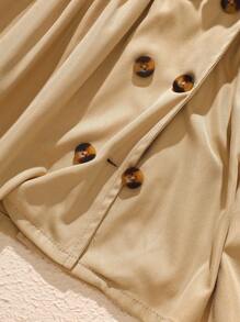 SHEIN Baby Girl Fashion Casual Versatile Ruffled Lapel Windbreaker Jacket Suitable For Autumn And Winter Daily Wear