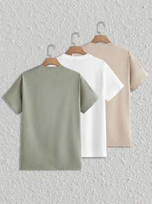 Manfinity BRENVOR 3 件装男士纯色休闲基本款短袖 T 恤，适合男朋友，适合工作