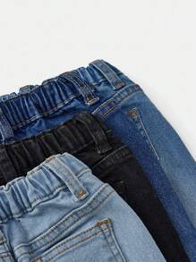 SHEIN 男婴褪色简约日常牛仔裤 - 彩色 - 查看 5