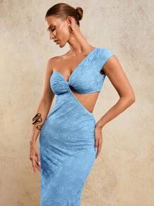 COSMINA Women's Elegant Hollow Out Twist Long Dress, Suitable For Resort, Wedding Party Guest Outfit, Four Seasons