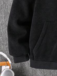 SHEIN Tween Boy Corduroy Thermal Lined Zip-Up Hooded Jacket, Can Be Paired With Halloween Sweatshirt, Autumn/Winter Long Sleeve Shirt, Pullover, Shirt, Boys Joggers, Suitable For Commuting, School, Casual, Sports, Autumn/Winter, Teen Boy Zip Up Hoodie, Boys Winter Hoodie Jacket, Boys Thermal Lined Hoodie, Tween Boys Sherpa Lined Jacket Fall