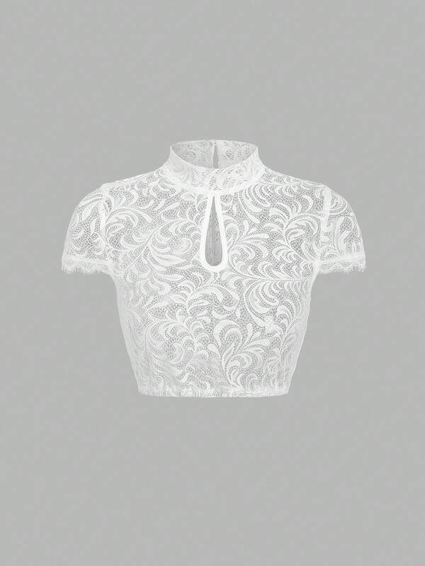Fairmaia Elegante durchsichtige Spitzen-Traditionelle deutsche Damen-Bluse