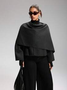 LYSMO 大码纯色翻领休闲长袖外套，适合秋冬季