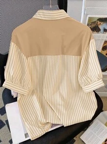 INAWLY Women's Summer Striped Short Sleeve Casual Loose Blouse Women Shirt