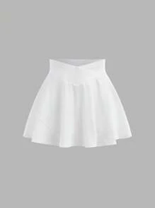 SHEIN Conjunto de 2 piezas de falda deportiva con forro de shorts para niñas preadolescentes, negro y blanco, compra 1 y llévate 1, moda deportiva casual y versátil