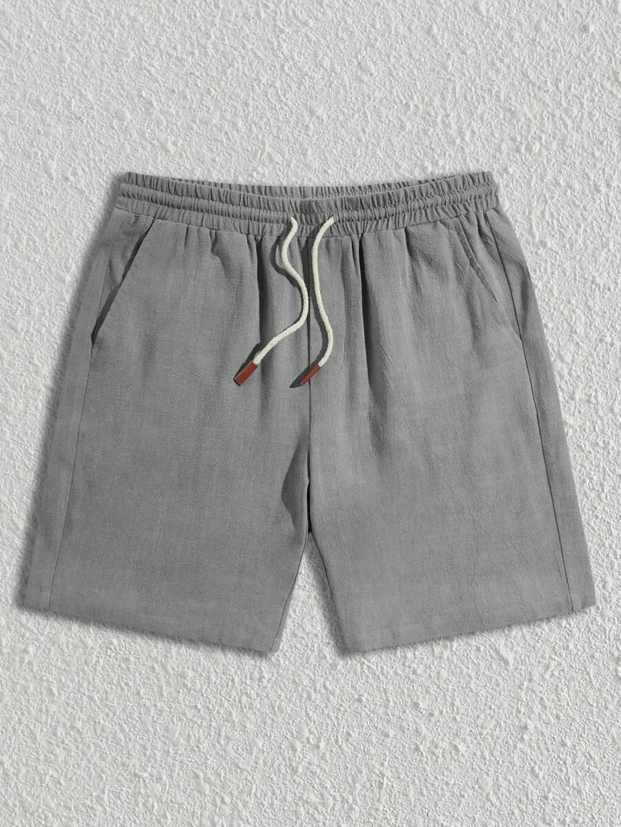 Manfinity VCAY Men's Summer Green Woven Drawstring Waist Shorts - Light Grey - View 1